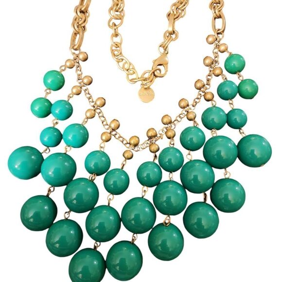 Stella & Dot Jolie Statememt Necklace Green - Picture 1 of 5